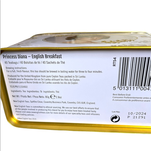 NWOT Princess Diana Commentary English Breakfast Collectors Tea Tin - Picture 6 of 6